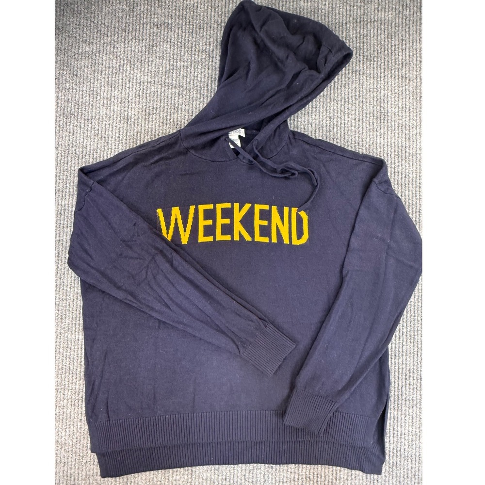 Rachel Zoe knit sweater navy Large Weekend hoodie cashmere blend fall layering